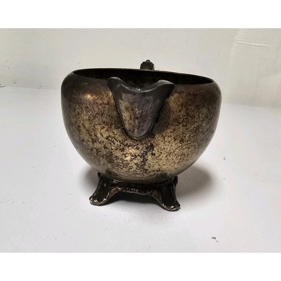Antique William Rodgers Silver Plated Copper Footed Creamer - Picture 7 of 8